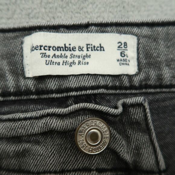 Abercrombie & Fitch Jeans Women's 6L Gray High-Rise Ankle Straight 28" Inseam - Picture 9 of 16